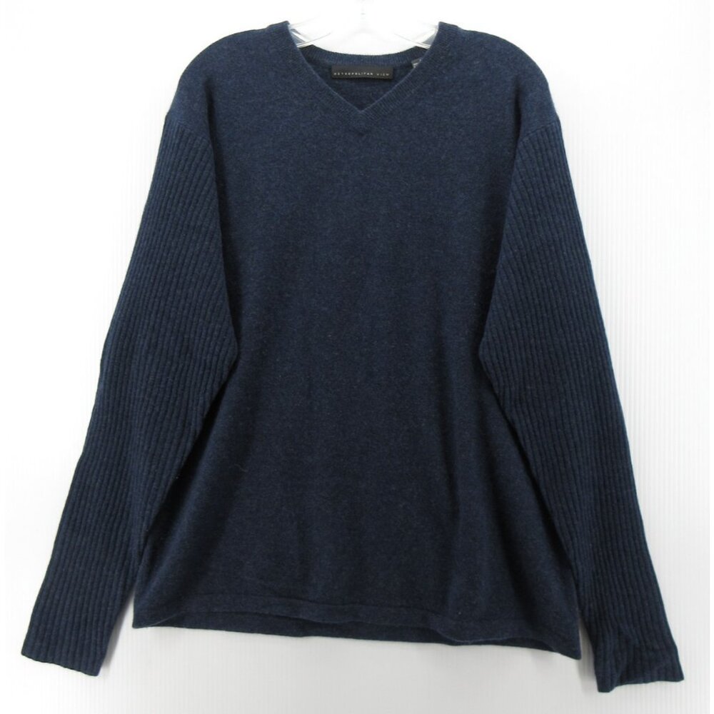 Metropolitan View Sweater Large Cashmere Pullover Ribbed Knit Classic